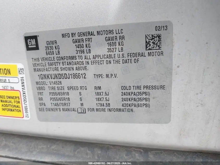 2013 CHEVROLET TRAVERSE 2LT