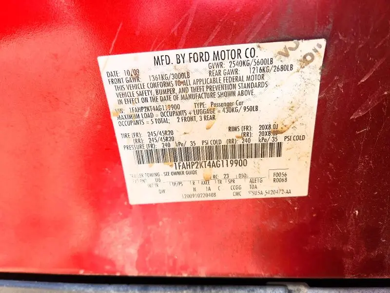 2010 FORD TAURUS SHO  