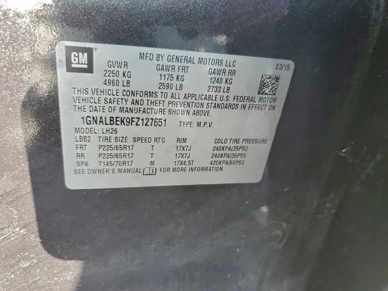 2015 CHEVROLET EQUINOX LT  