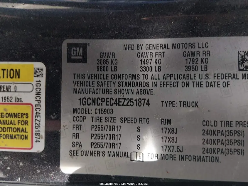 2014 CHEVROLET SILVERADO 1500 WORK TRUCK 1WT