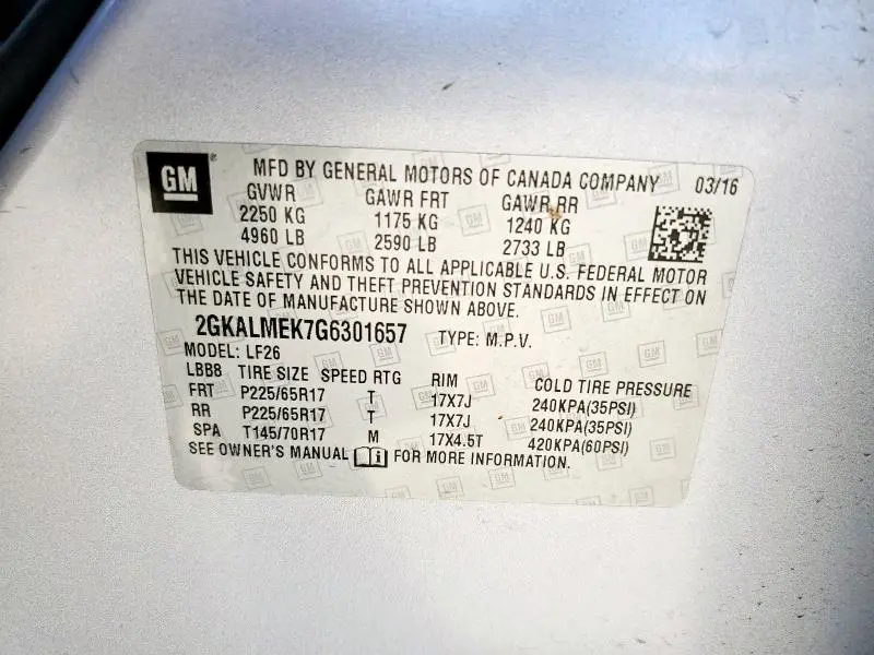 2016 GMC TERRAIN SLE  