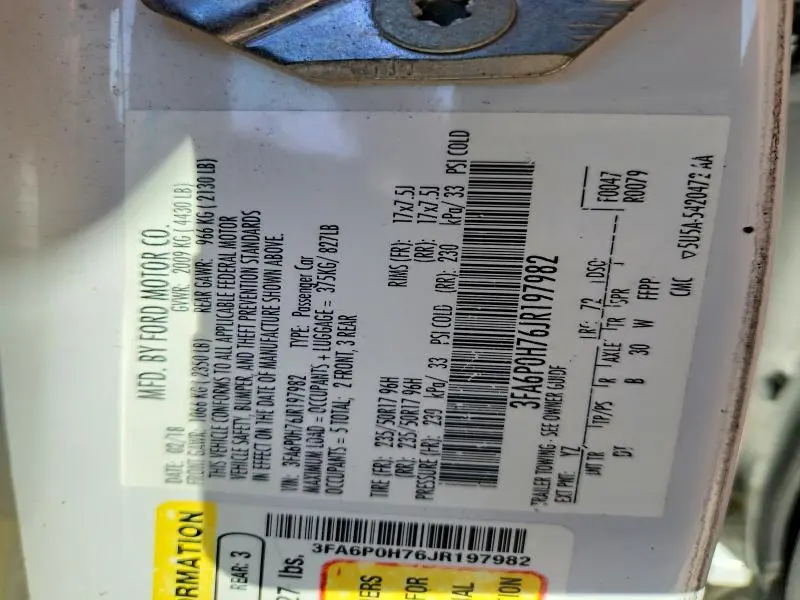 2018 FORD FUSION SE  