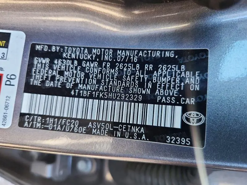 2017 TOYOTA CAMRY LE  