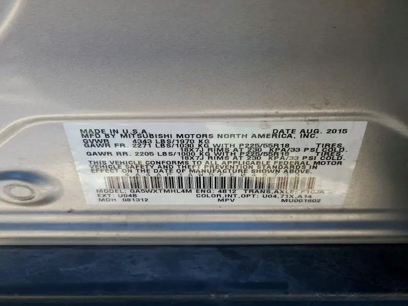 2015 MITSUBISHI OUTLANDER SPORT ES  