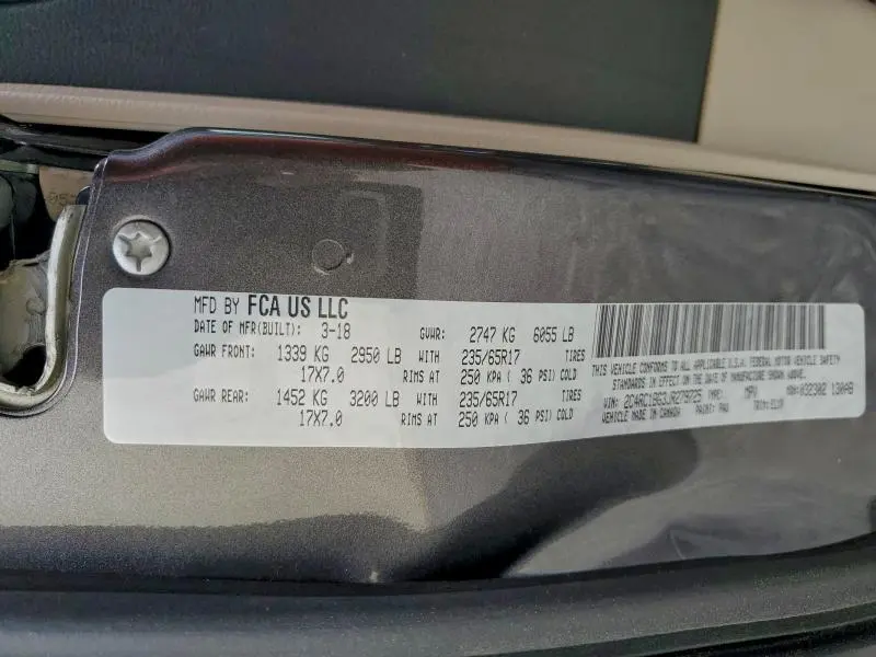 2018 CHRYSLER PACIFICA TOURING L  