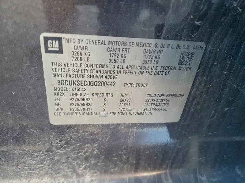 2016 CHEVROLET SILVERADO K1500 LTZ  