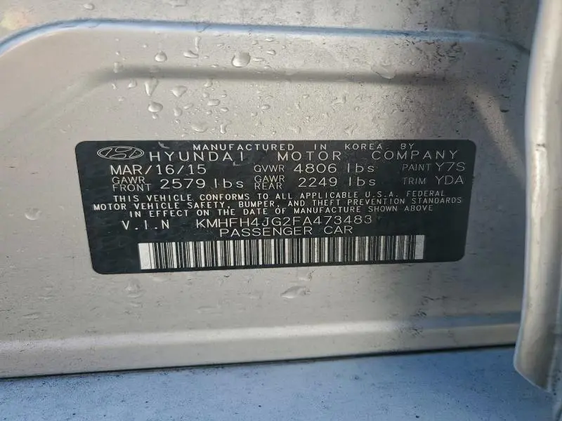 2015 HYUNDAI AZERA LIMITED  