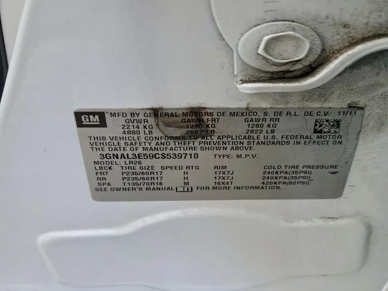 2012 CHEVROLET CAPTIVA SPORT  