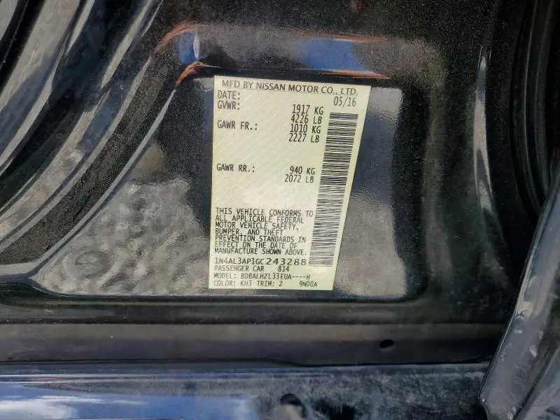 2016 NISSAN ALTIMA 2.5 SR  