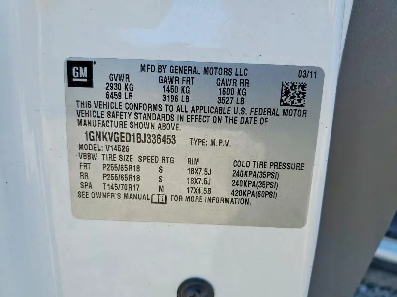 2011 CHEVROLET TRAVERSE LT  