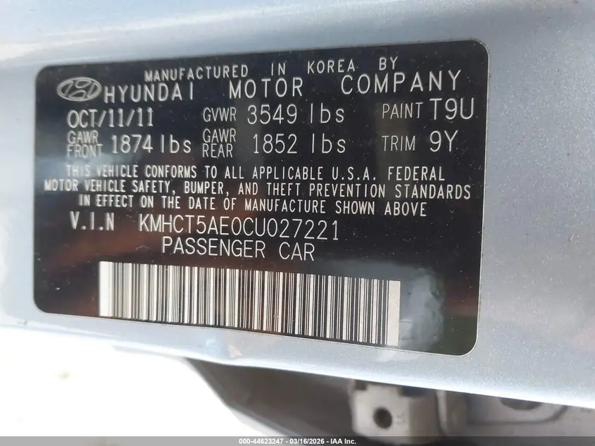 2012 HYUNDAI ACCENT GS