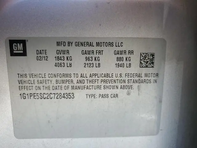 2012 CHEVROLET CRUZE LT  
