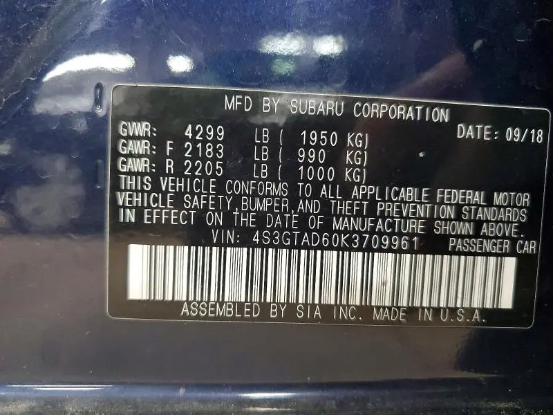 2019 SUBARU IMPREZA PREMIUM  