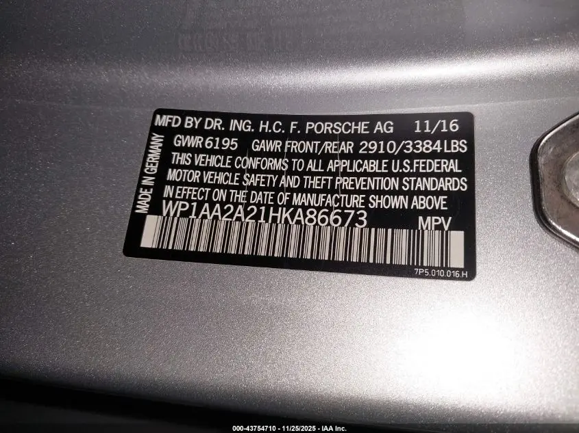 2017 PORSCHE CAYENNE PLATINUM EDITION