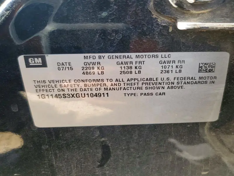 2016 CHEVROLET IMPALA LTZ  
