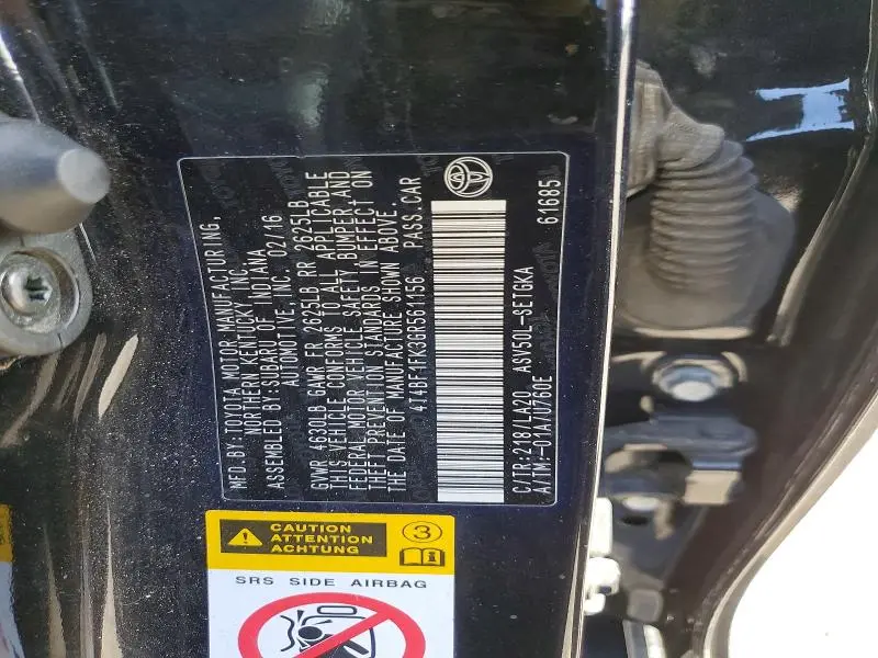 2016 TOYOTA CAMRY XLE  