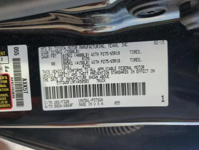 2015 TOYOTA TUNDRA CREWMAX SR5