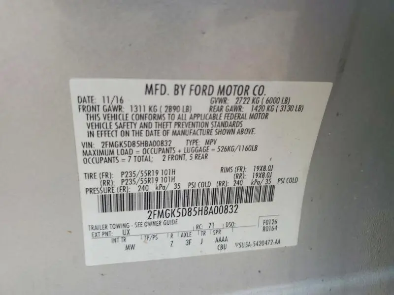 2017 FORD FLEX LIMITED  