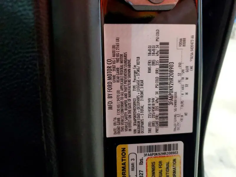 2017 FORD FUSION TITANIUM  