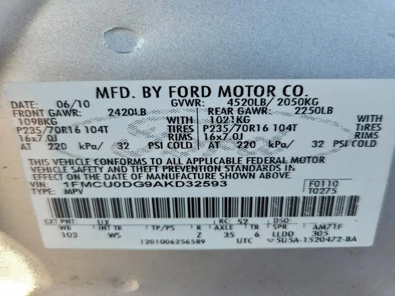 2010 FORD ESCAPE XLT  