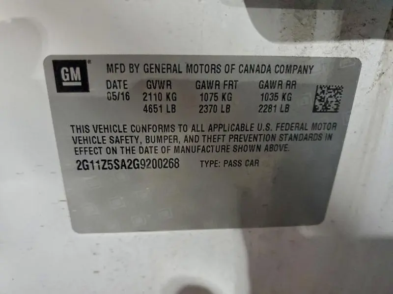 2016 CHEVROLET IMPALA LS  