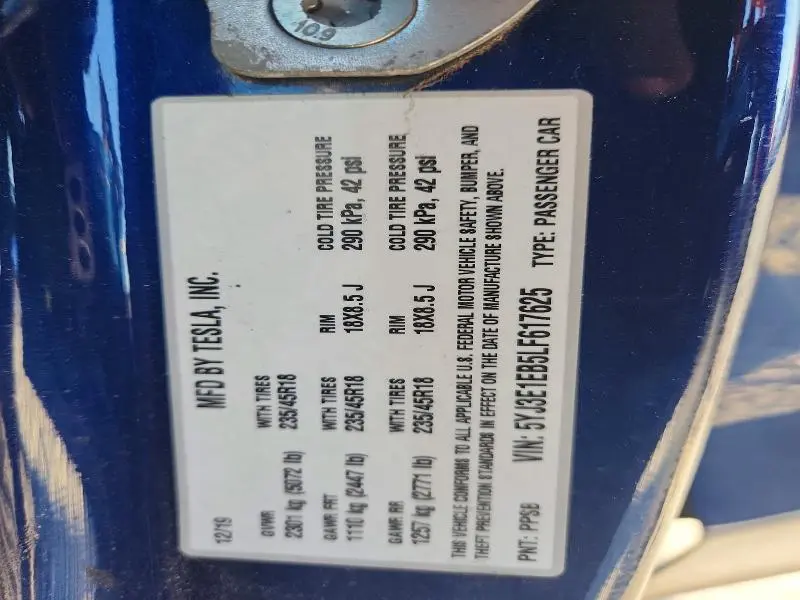 2020 TESLA MODEL 3   