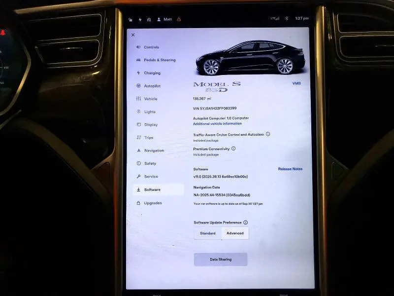 2015 TESLA MODEL S 85D  