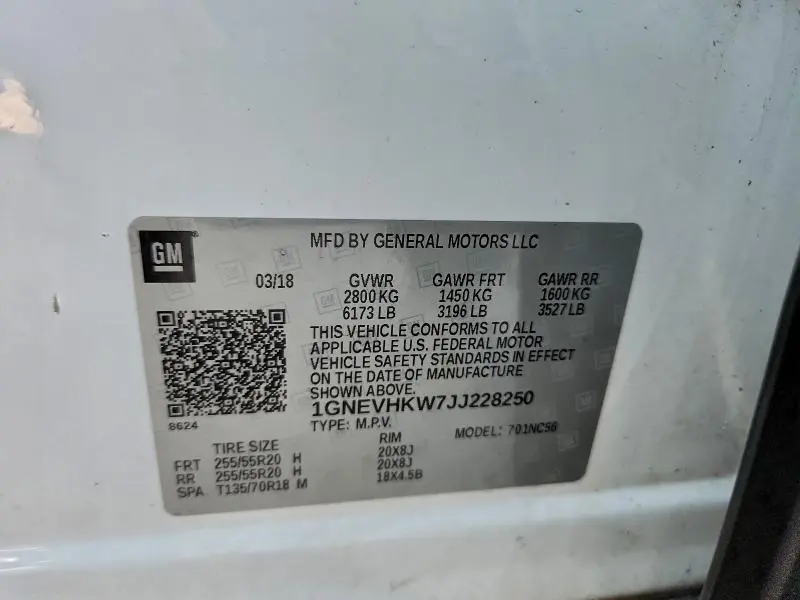 2018 CHEVROLET TRAVERSE LT  