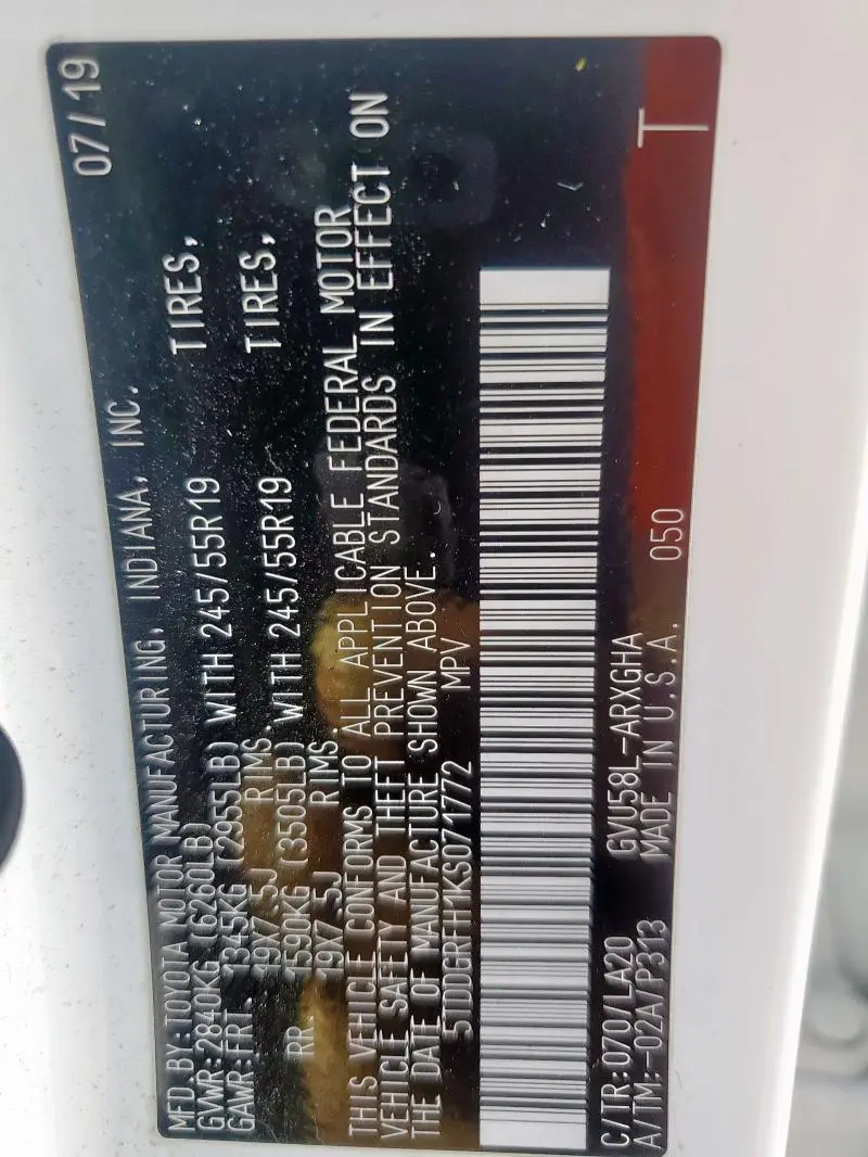 2019 TOYOTA HIGHLANDER HYBRID LIMITED  