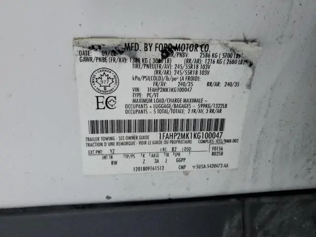 2019 FORD TAURUS POLICE INTERCEPTOR  