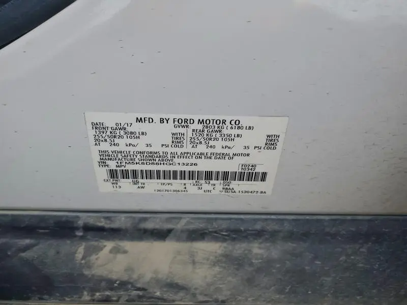 2017 FORD EXPLORER XLT  