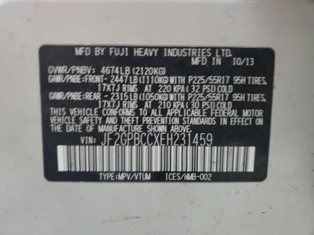 2014 SUBARU XV CROSSTREK 2.0I HYBRID  