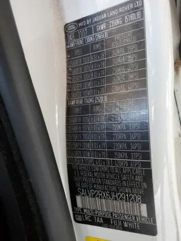 2018 LAND ROVER RANGE ROVER EVOQUE SE  