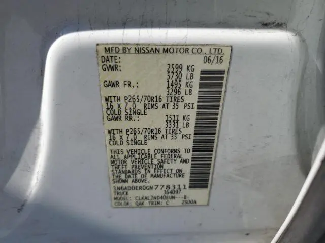 2016 NISSAN FRONTIER S  