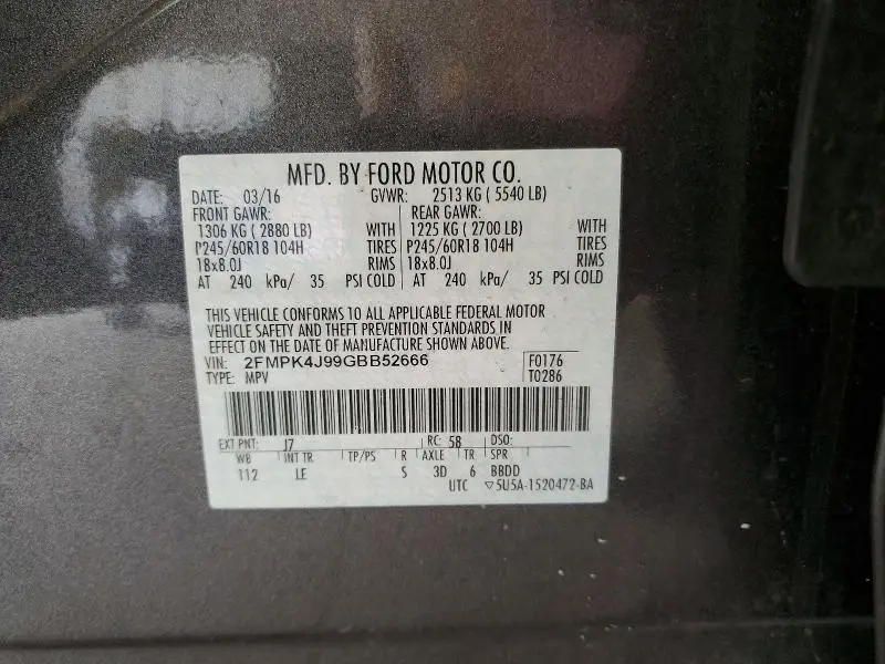 2016 FORD EDGE SEL  