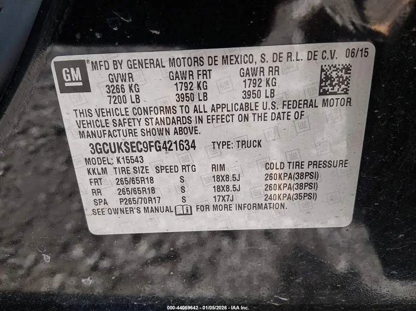 2015 CHEVROLET SILVERADO 1500 2LZ