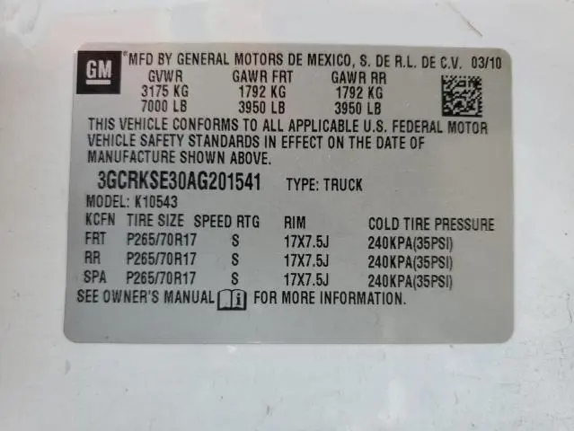 2010 CHEVROLET SILVERADO K1500 LT