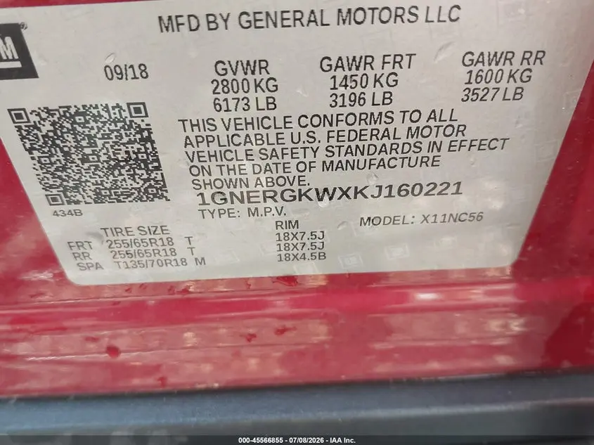 2019 CHEVROLET TRAVERSE 1LT