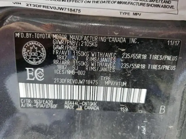 2018 TOYOTA RAV4 LIMITED  