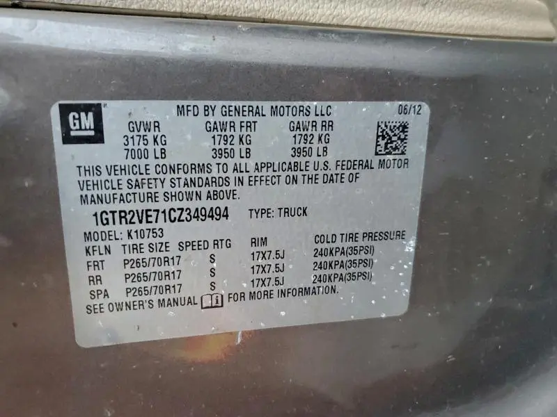 2012 GMC SIERRA K1500 SLE  