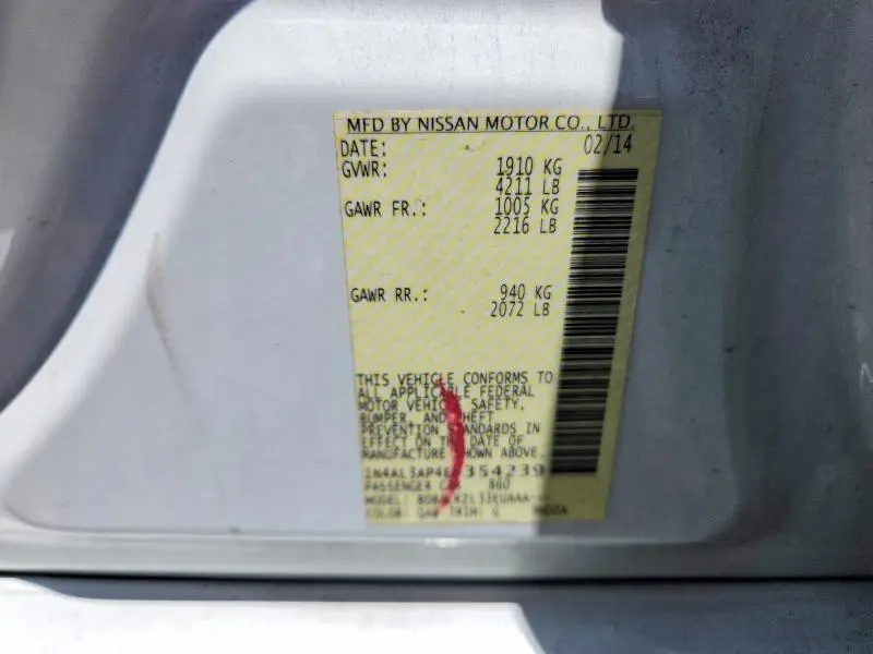2014 NISSAN ALTIMA 2.5 S  