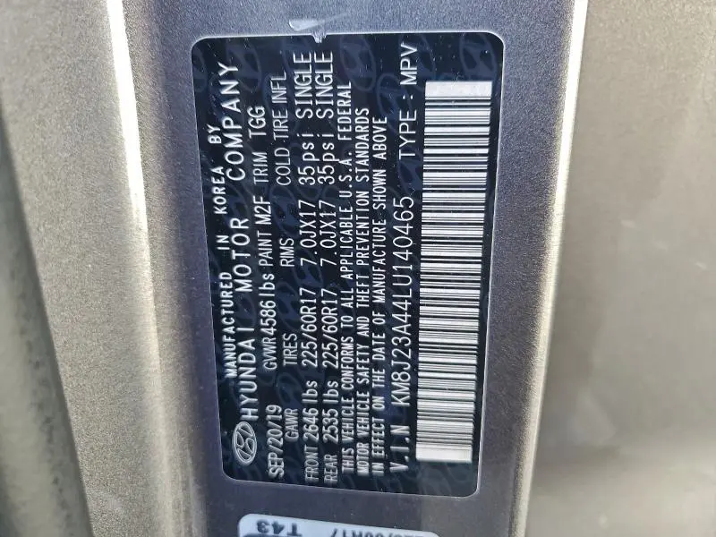 2020 HYUNDAI TUCSON SE  