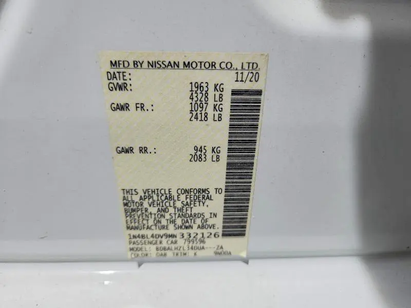 2021 NISSAN ALTIMA SV  