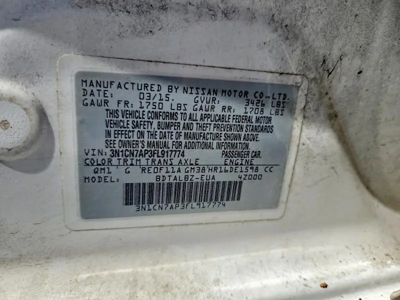 2015 NISSAN VERSA 1.6 SV  