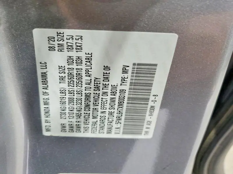 2021 HONDA ODYSSEY EXL  