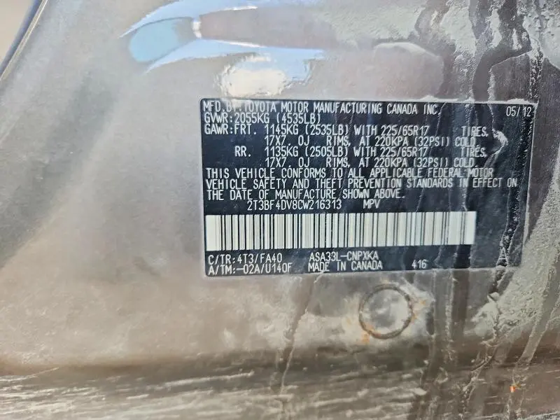 2012 TOYOTA RAV4 BASE  