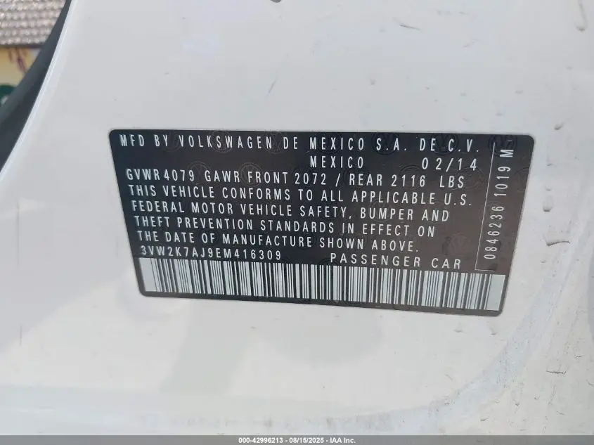 2014 VOLKSWAGEN JETTA 2.0L S