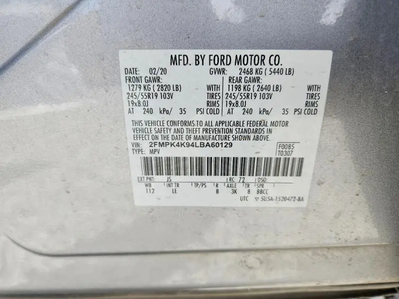 2020 FORD EDGE TITANIUM  