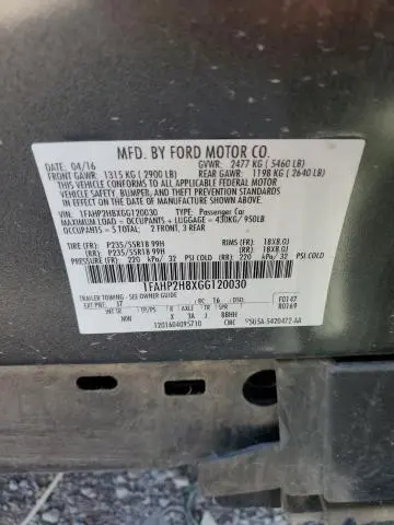 2016 FORD TAURUS SEL  