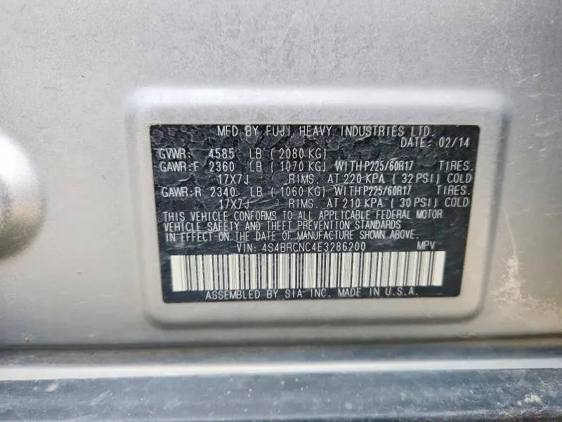 2014 SUBARU OUTBACK 2.5I LIMITED  